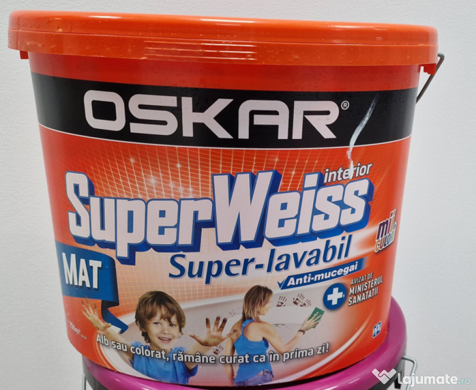 Vopsea superlavabila Oskar Superweiss Superlavabil Anti-mucegai 15 l