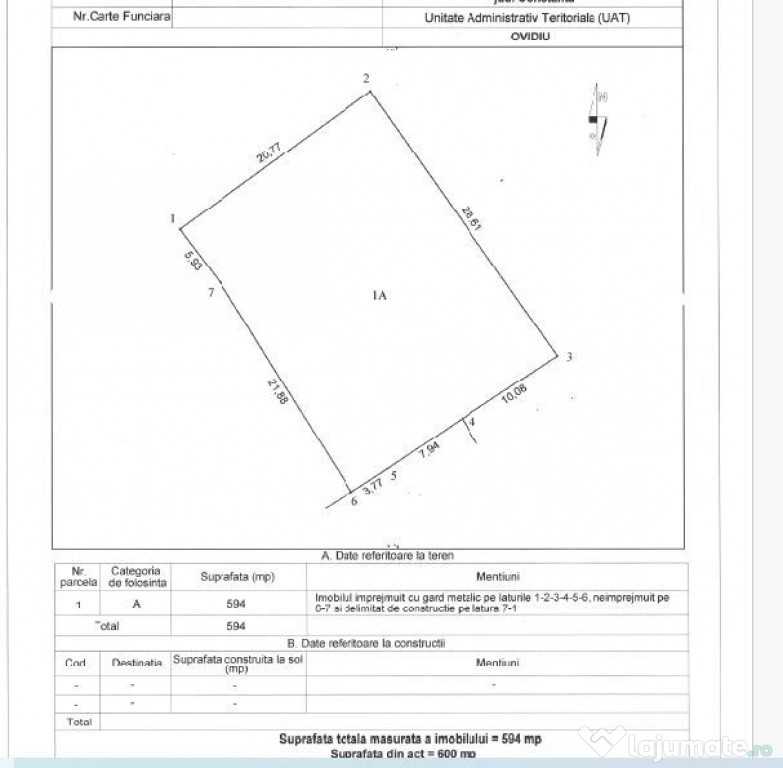 Teren liber pentru casă/case in centru, Ovidiu
