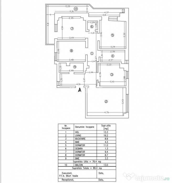 Apartament de vanzare 4 camere si 2 bai, zona Pacurari- Mimo