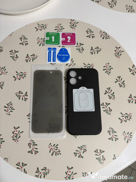 Husa slim iPhone 16 + folie sticla + folie camera