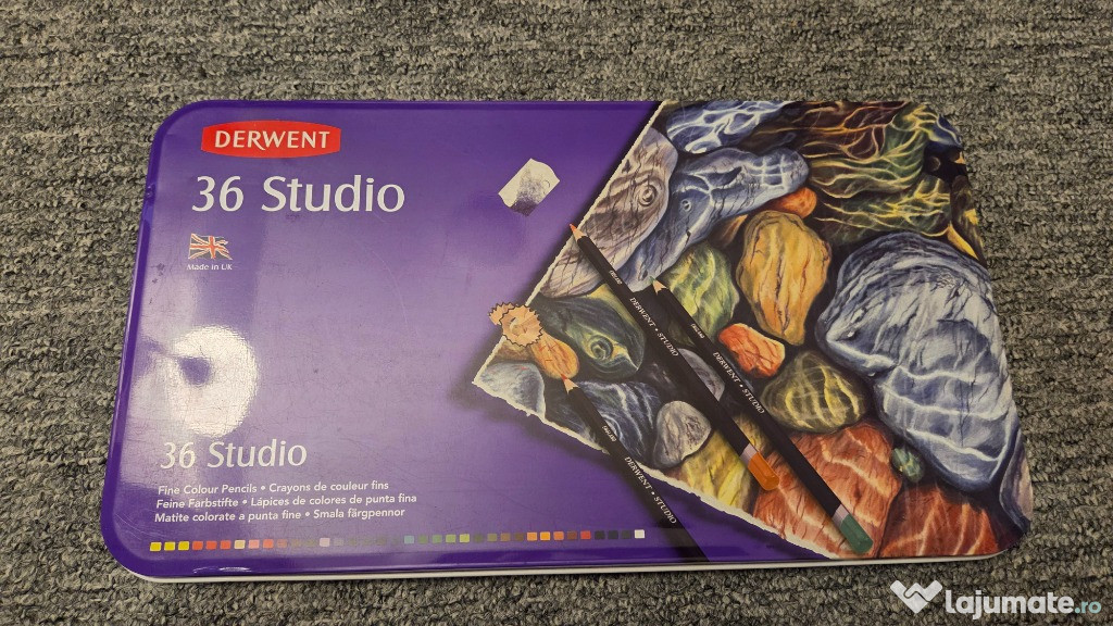 Set Creioane Profesionale Derwent Studio, 36 Culori, textura moale, am