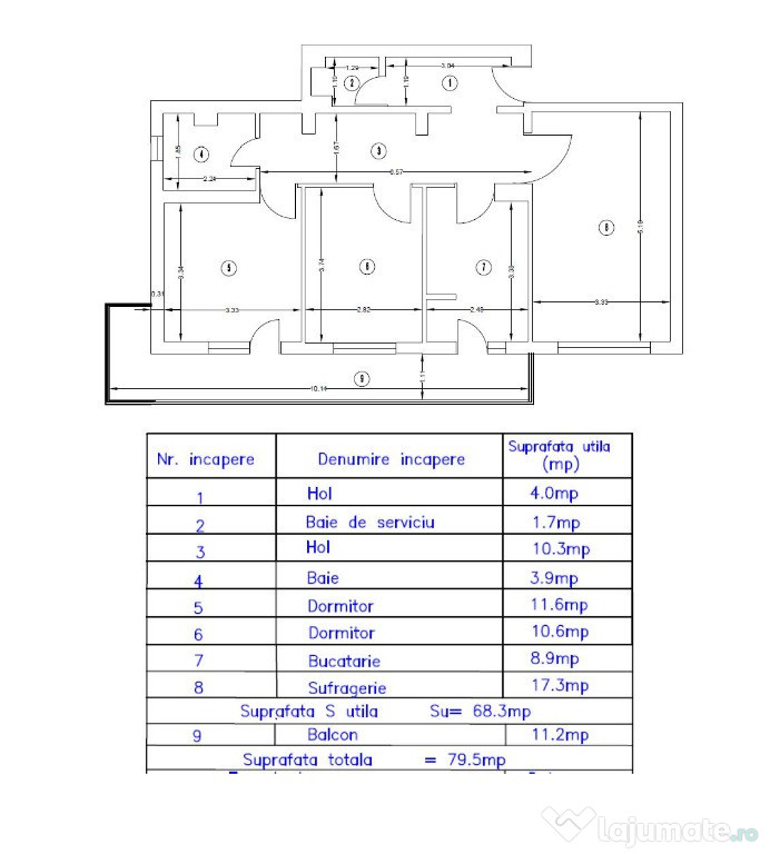 Vand Apartament 3 camere decomandate, etaj 2/4, P-ta Mihai Viteazul