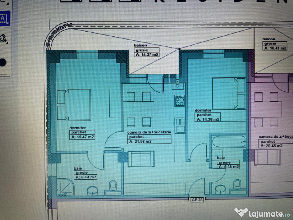 Apartamente 2 camere in bloc Nou