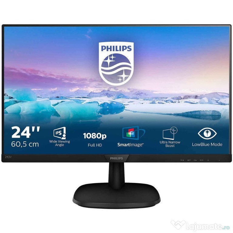 PHILIPS V-line 243V7QDSB 23,8 LCD Full-HD monitor (4 ms rt, 75 Hz)