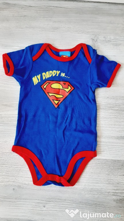 Body din Bumbac, Albastru, My Daddy is SUPERMAN, 80-86cm