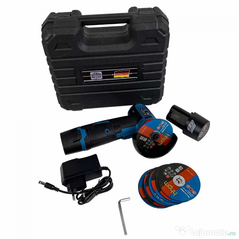 Mini polizor/flex German Meister, 2 acumulatori, 12v și 10 Panze