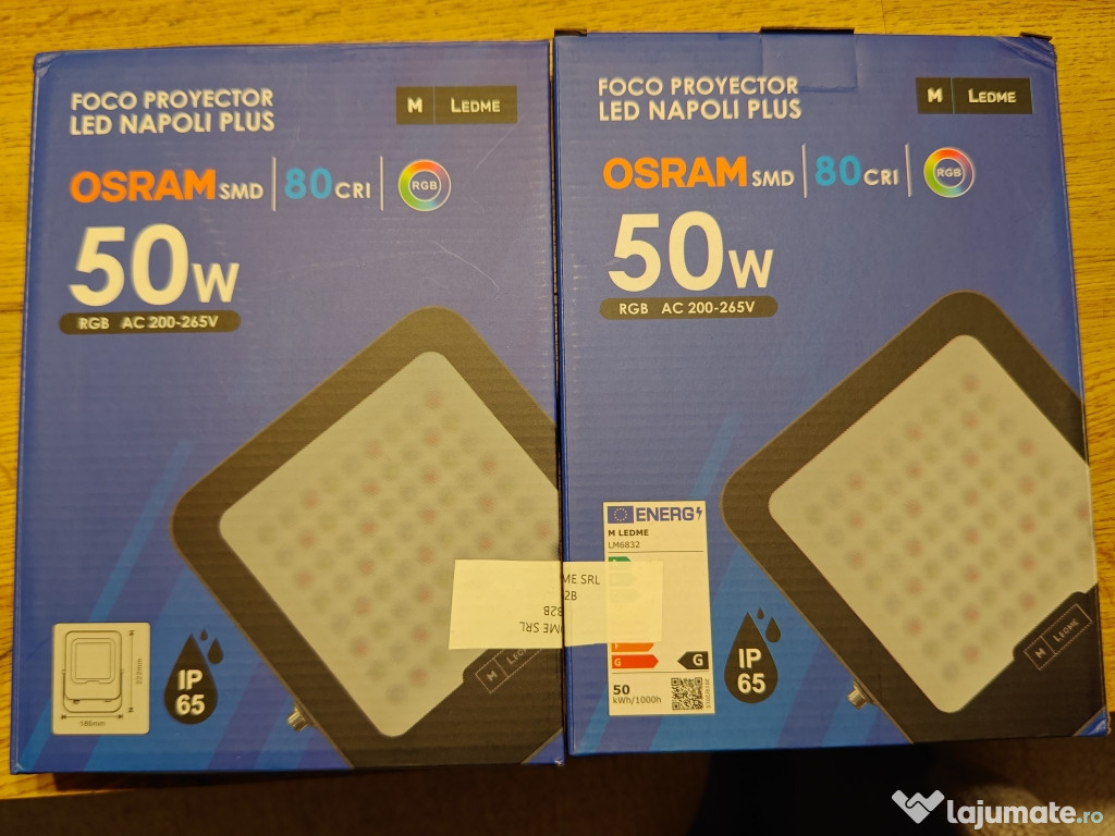 Vand Proiector RGB Napoli Plus, LED OSRAM 50W IP65, Telecomanda