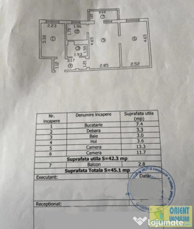Inel 2, apartament 2 camere, etaj 1, gaze, vanzari Constanta