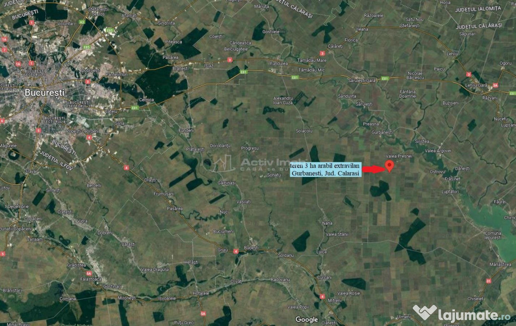 Arabil cultivat, canal irigatii, UAT Gurbanesti spre Nana si