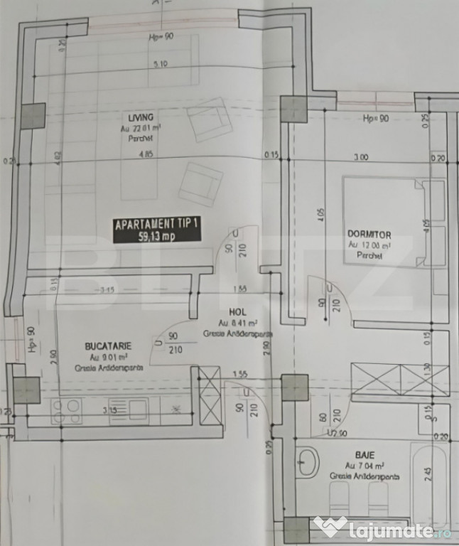 Apartament 2 camere decomandate, 59 mp, bloc nou, Burdujeni