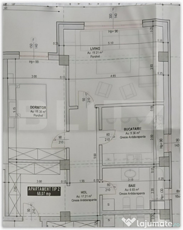 Apartament 2 camere decomandate, 68 mp, bloc nou, Burdujeni