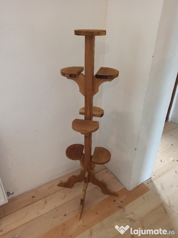 Suport pentru flori din lemn masiv model Tower Mushroom