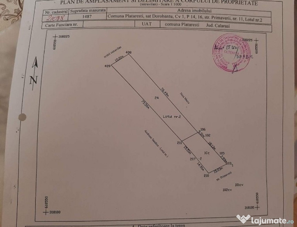 Teren pentru construcție 1500mp