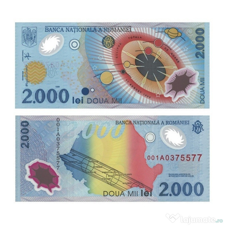 Bancnote de 2000 lei cu eclipsa