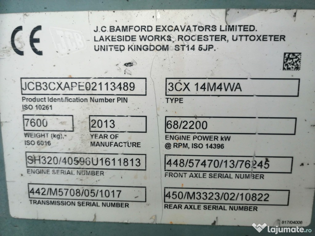 Buldoexcavator JCB3CX Eco