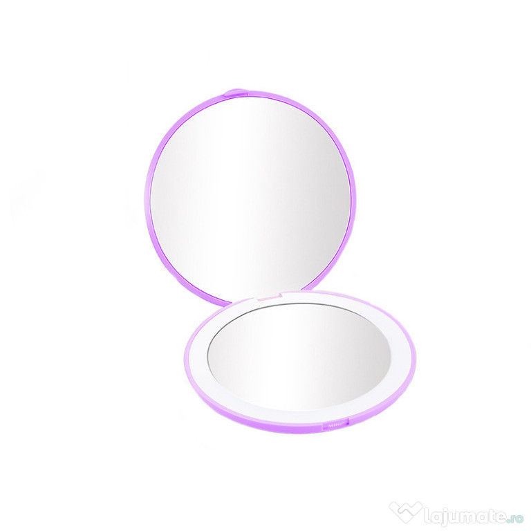 Oglinda Machiaj Portabila,cu Lumina,Reincarcabila ,Mov C756