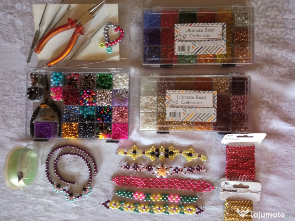 Kit confecționare bijuterii complet, cadou : bijuterii gata