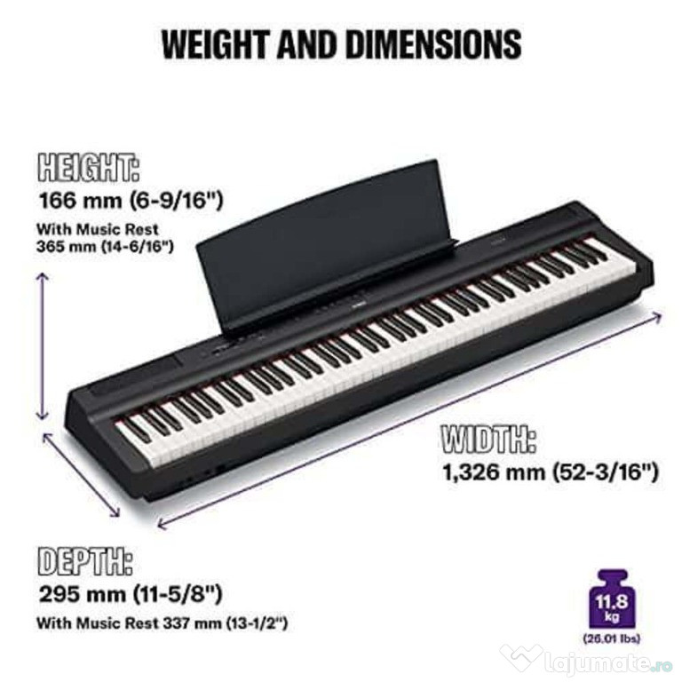 Yamaha P-125 - Pian digital portabil Slender