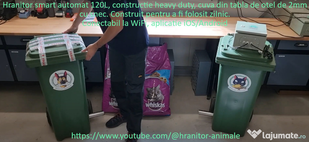 Hranitor animale smart automat 120L caini/pisici/pasari/cai/