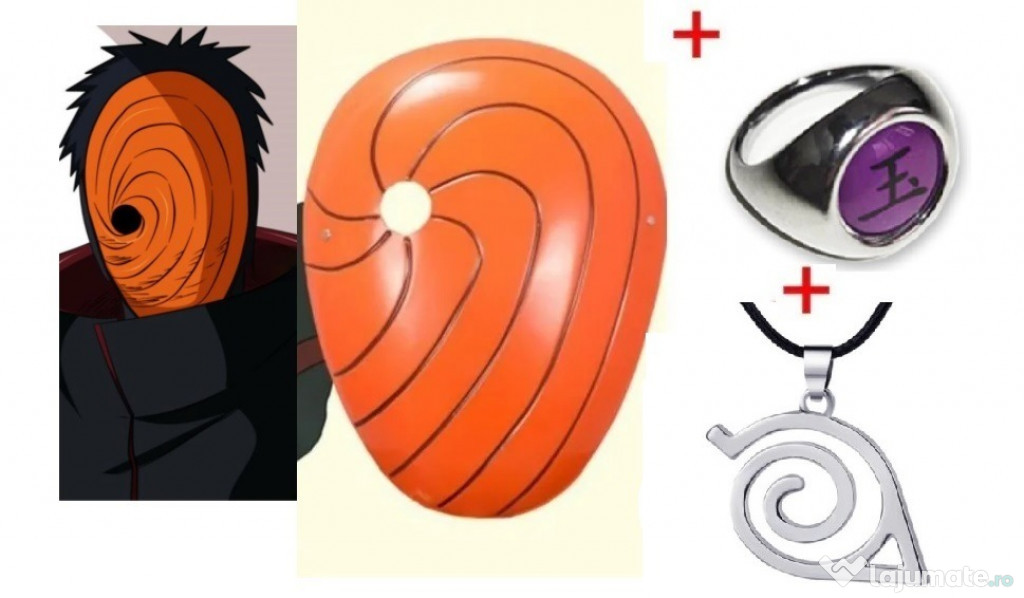 Naruto Tobi Obito 3 piese: masca+ inel+ lantisor accesorii
