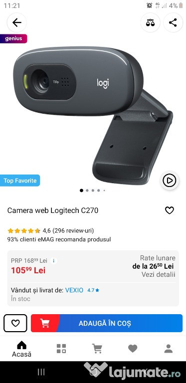Camera video / web / Webcam Logitech C270 HD , 720p/30 fps