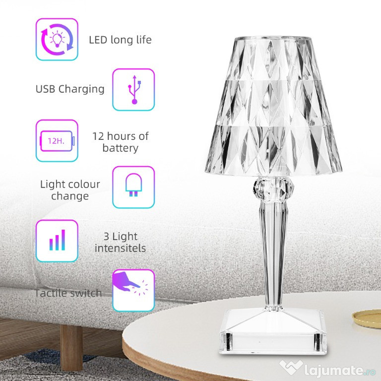 Lampa ambientala LED, Crystal Diamond RGB 16 culori, control