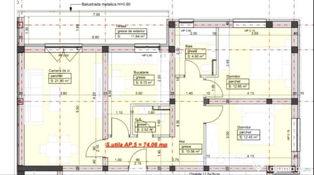 Apartament cu 3 camere, 74mp, zona Giroc