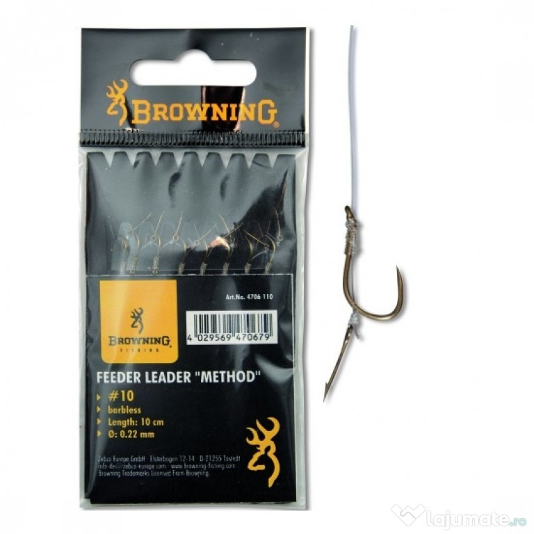 Carlige Legate Browning Feeder Method hook-to-nylon with boilie needl