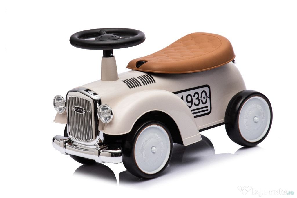 Masinuta premergator fara pedale Kinderauto Retro Baby Car White