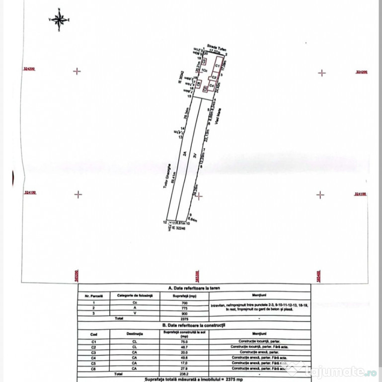 Teren intravilan 2375mp si casa 75mp, anexe 163mp, Tantava, Gradinari,