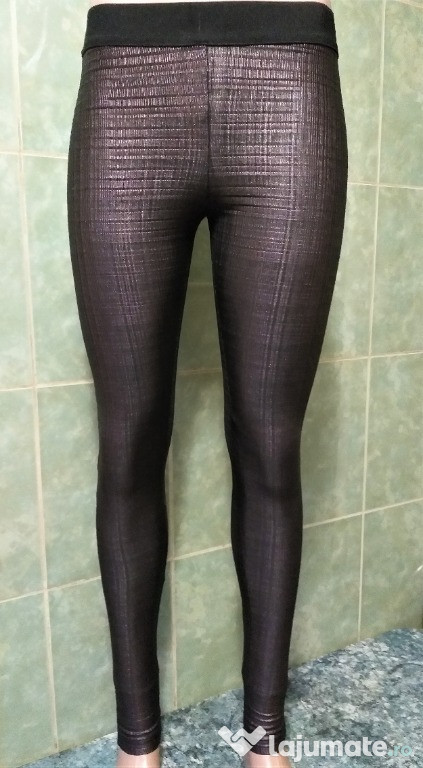 Pantaloni leggings dama PNK Casual editie lux negru glossy mar.34(noi)