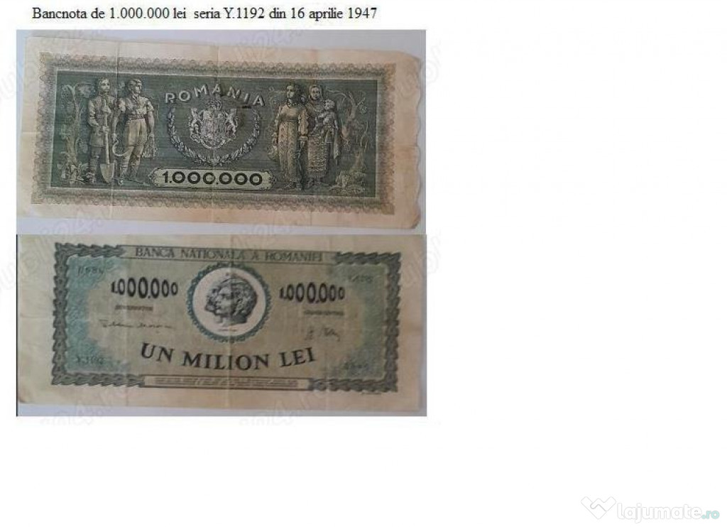 Vând Bancnota de 1.000.000 lei din 1947= 150 lei