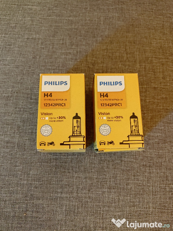 Set 2 becuri Bec H4 Philips Vision +30% 12V 60/55W P43T-38