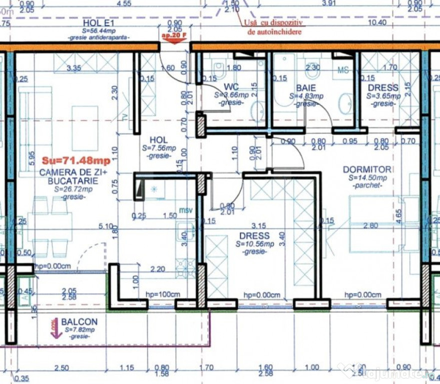 Apartament 3 camere,71,58mp utili,decomandat, Calea Aradului