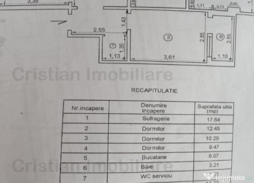 Ap. 4 cam conf.1 Plantelor 83mp etaj intermediar 2 balcoane