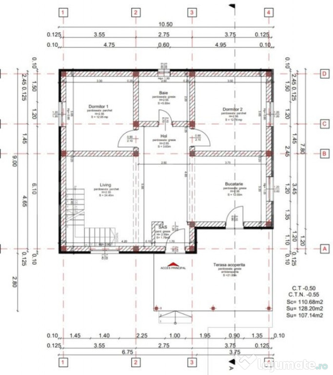 Casa plan parter și mansardă, 3 camere, 91 mp, în Com. M?