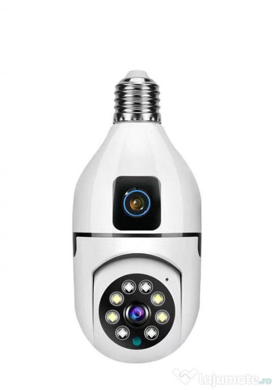 Camera THK® cu IP, WI-FI, HD, Smart-Bulb, tip bec, Aplicatie Telefon