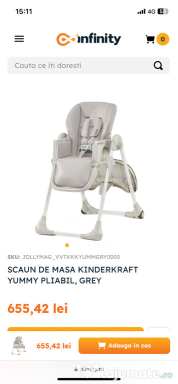 Scaun de masa kinderkraft grey