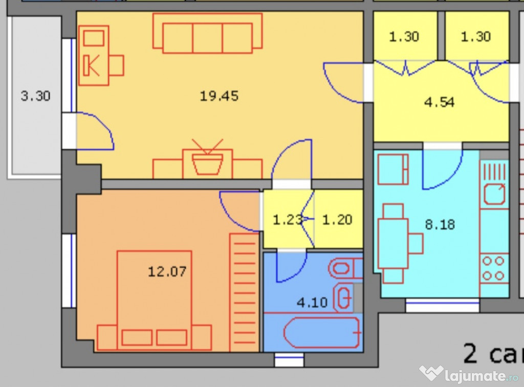 2 camere 7/8 , Hotel Marriot, Panduri intersectie cu 13 Sept