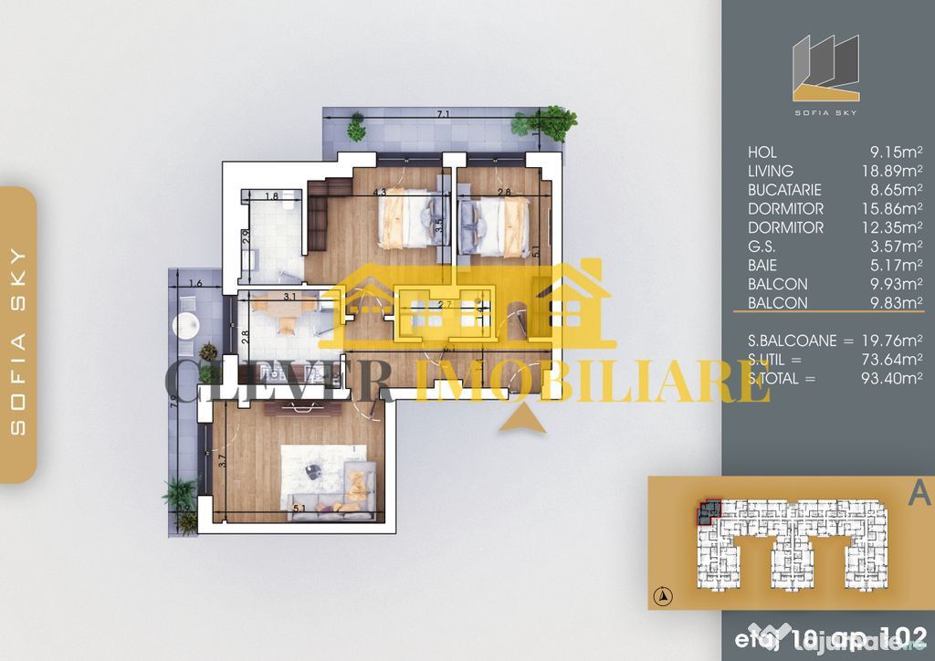 7 Min Metrou Teclu Apartament 3 camere Decomandat Comision 0