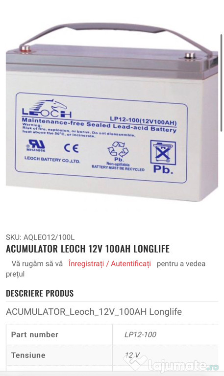 Baterie gel leoch agm 100ev 12v100ah