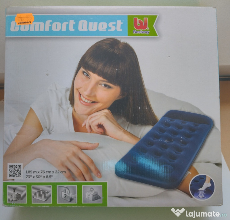 Saltea dormit pneumatica pufoasa EASY INFLATE pentru o persoana