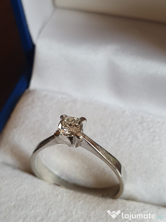 Inel logodna aur 18k cu diamant natural vvs 0,3ct original Franta