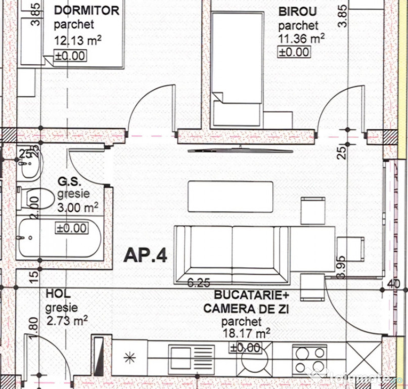 Apartament 3 camere, 1 bai, decomandat Calea Moldovei se vi