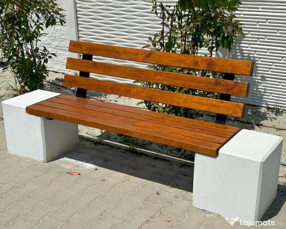 Bancă premium din beton cu marmură albă, vopsită în câmp electrostatic