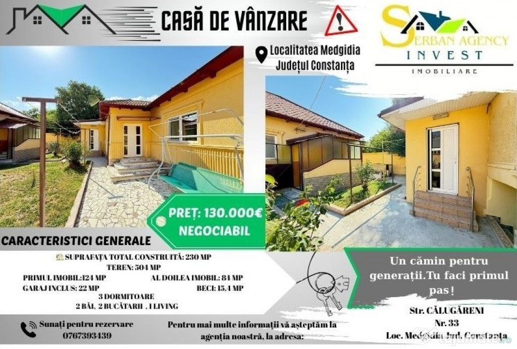 CASĂ DE VÂNZARE – ZONA CENTRALĂ MEDGIDIA