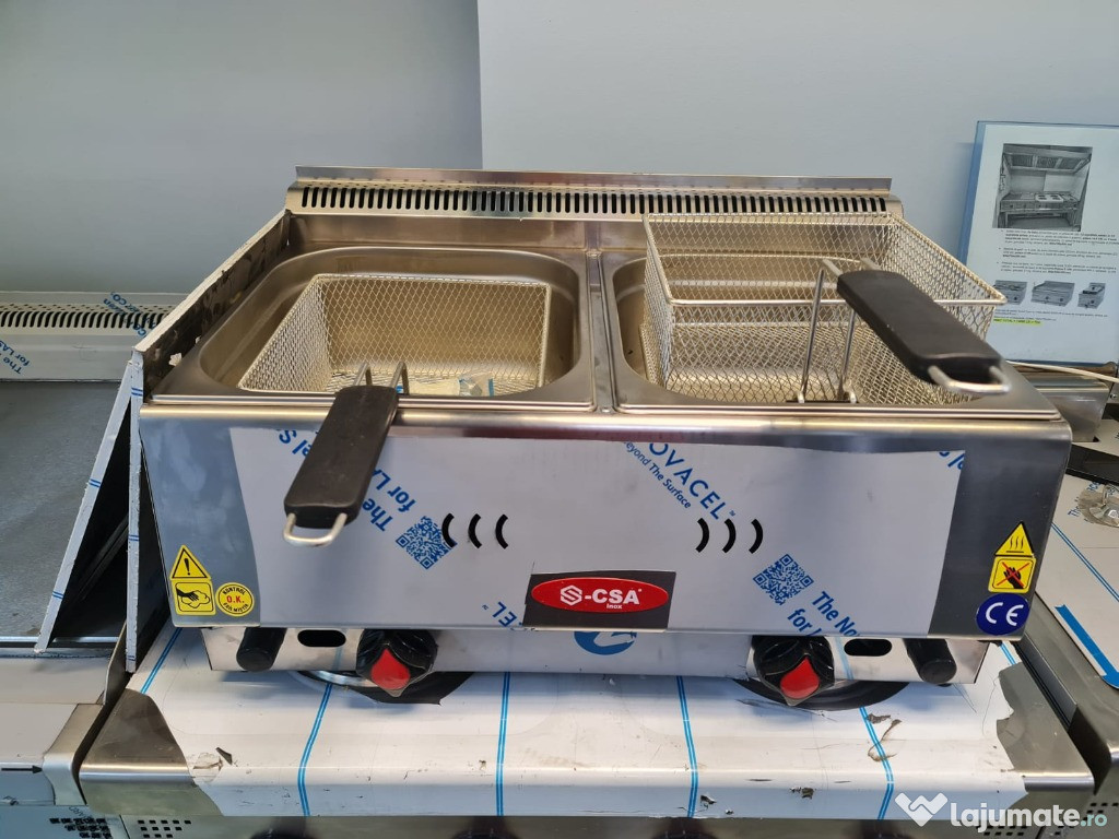 FRITEUZE CU 2 CUVE 2*8 L PE GAZ retea/sau butelie