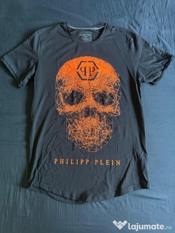 Tricou Philipp Plein original – L, design craniu portocaliu, exclusiv