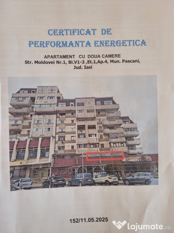 Vând apartament 2 camere 54 metri patrati zonă ultracentrală Pașcani
