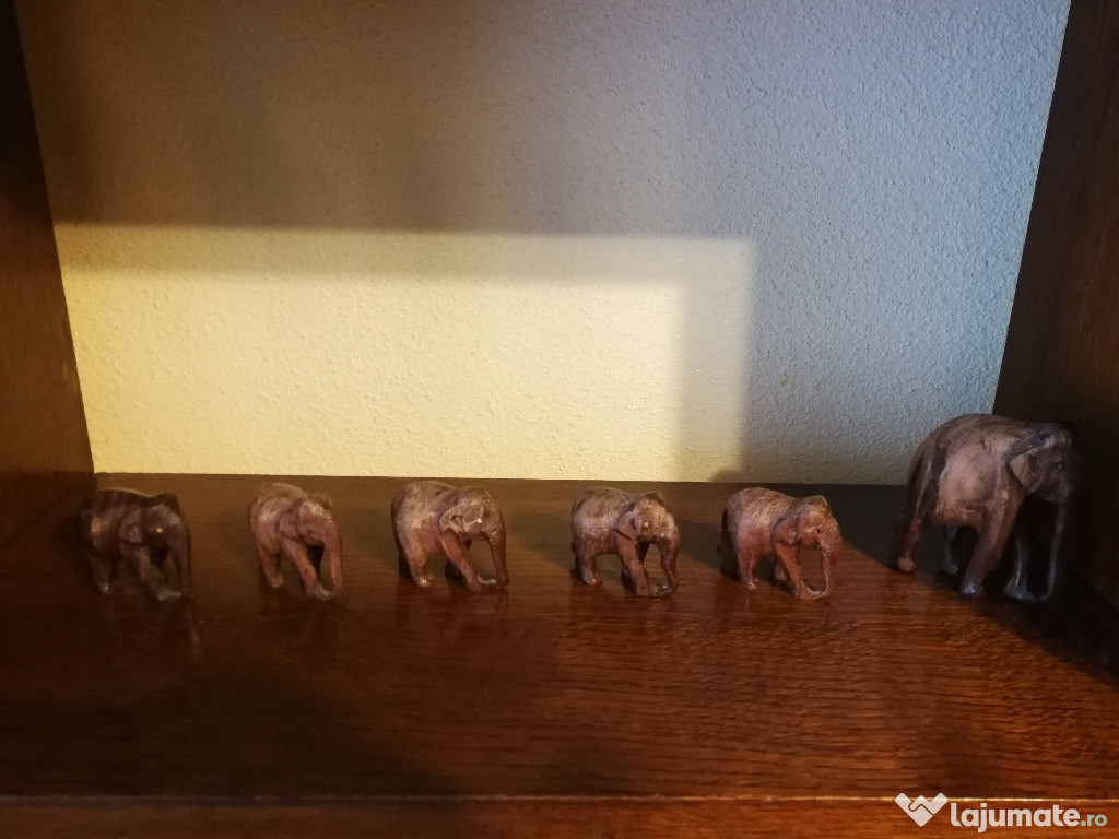 Vand statuete elefanti lemn set 6 bucati